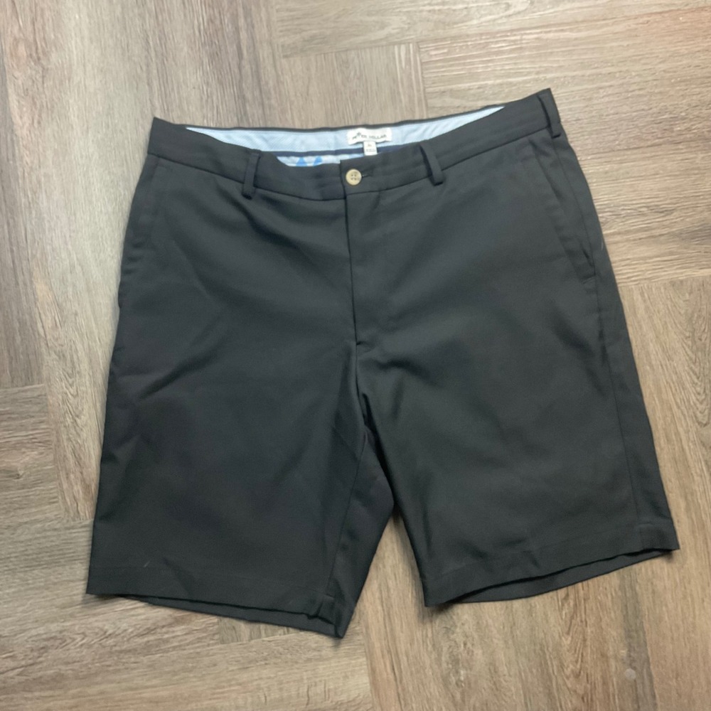 Peter Millar Shorts Mens 34 Black Performance Golf Tennis Flat Front Classic